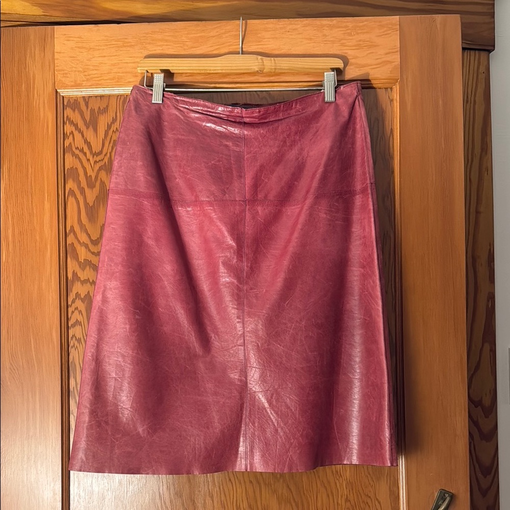 Hot Pink A Line Leather Skirt